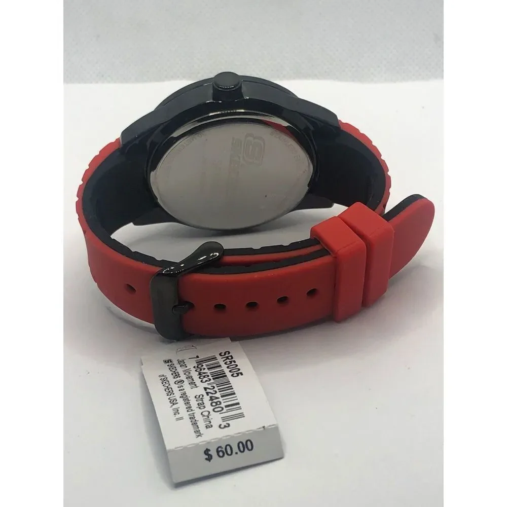 Skechers SR5005 Men's Red Silicone Analog Black Dial Quartz Genuine Watch OP151